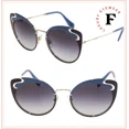 thumbnail image 1 of MIU MIU NOIR MU57TS Cut Out Gold Blue Brown Cat Eye Metal Sunglasses 57T Women, 1 of 5