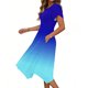 thumbnail image 2 of TaTaai Women's Casual Gradient Print Round Neck Short Sleeve Dress with Ruffle Sleeves Irregular Hem Fashion Midi Dress Soft Breathable Fabric for Spring Summer Daily Life Gift, 2 of 6