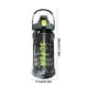 thumbnail image 3 of Botella de agua deportiva de 2L de gran capacidad con pajita, plástico impermeable y rompedor, mango portátil y soporte para teléfono, marcas de volumen, verde/blanco/negro, 3 of 6