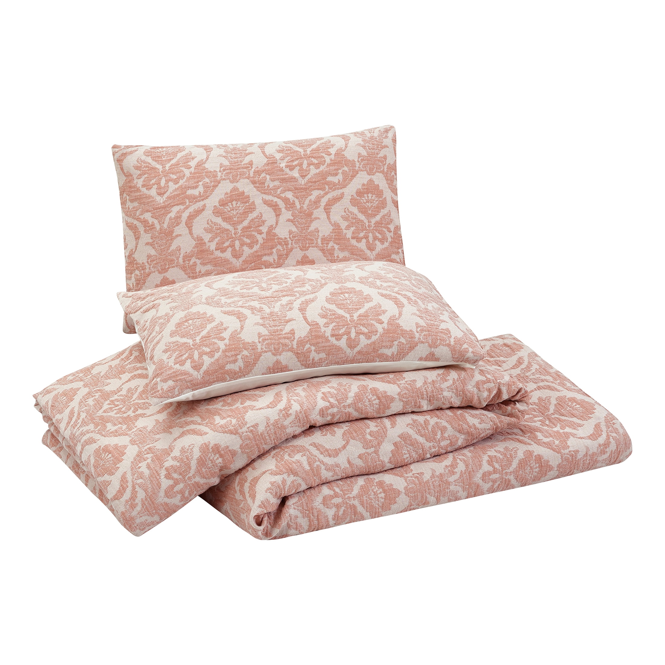 Better Homes & Gardens Woven Damask 3-Piece Comforter Set, Blush, King, All Ages