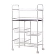 thumbnail image 2 of 4-Tier Kitchen Utility Storage Carts with Wheels, 17.32'' x 10.24'' x 40.94'' Shelf Trolley with 3 Mesh Wire Basket and 2 Shelving Unit, Standing Spice Storage Cart for Microwave Oven, White, S13808, 2 of 7