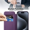 thumbnail image 5 of Allytechgroup Magnetic Case for Apple iPhone 16e, Compatible with Magsafe Cards Holder Wallet Case RFID Blocking Clear Back Cover Anti-Scratch Folio Shockproof Bisiness Type Case for Women, Purple, 5 of 7