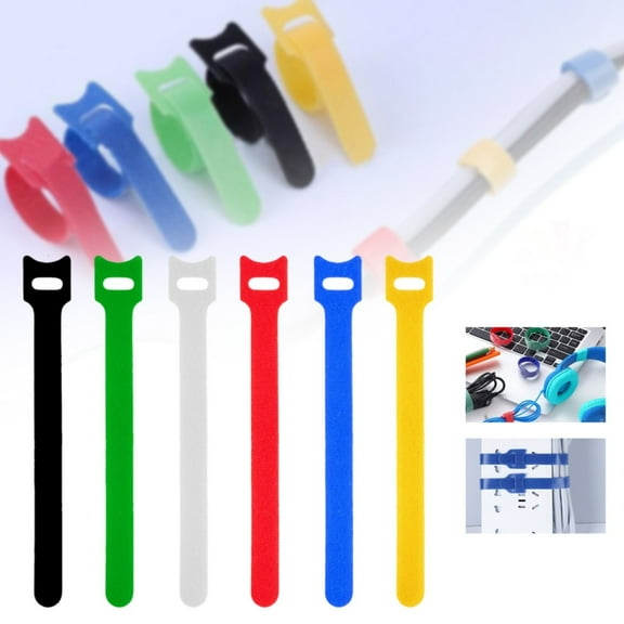 Reusable T Type Hook and Loop Cable Ties, Adhesive Fastener Straps for Electronics, PC, TV, and Home Data Wires