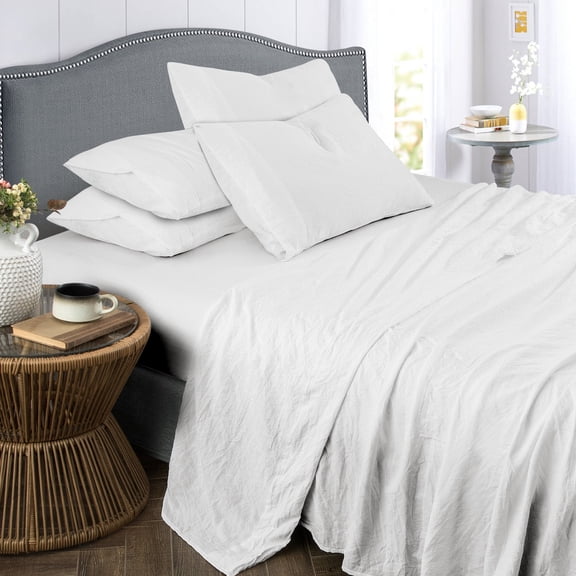 Spirit Linen Home - Twin Vintage Washed White Sheet Set