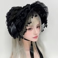 thumbnail image 5 of Slccxzc Sweet Lolita Hat with Tassels and Lace Decor Victorian Hat Self-Tied Headscarf for Tea Party, 5 of 7