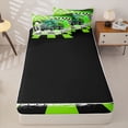 thumbnail image 4 of Castle Fairy Bold Truck Art Zipper Full Size Comforter Sets with Fitted Sheet and 2 Pillowcases,Vivid Lorry Graphic Zipper Bedding Set for Bedroom,Green,4pcs,Black Reversible, 4 of 6
