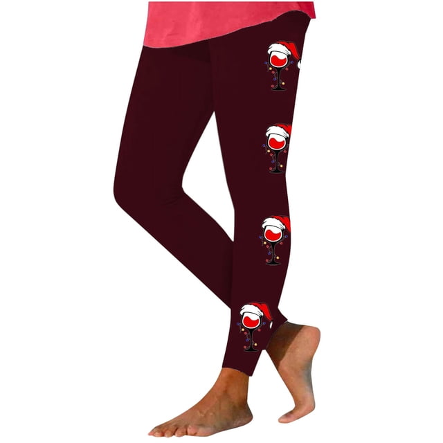 COM1950s Pantalons de Yoga pour Femmes, Pantalons pour Femmes, Imprimé Verre de Vin Rouge de Noël Décontracté Rehausseur de Hanches Pantalons de Yoga Extensibles Leggings, Pantalons de Yoga Femmes, Pantalons de Yoga Femmes, Pantalons Rouges Femmes