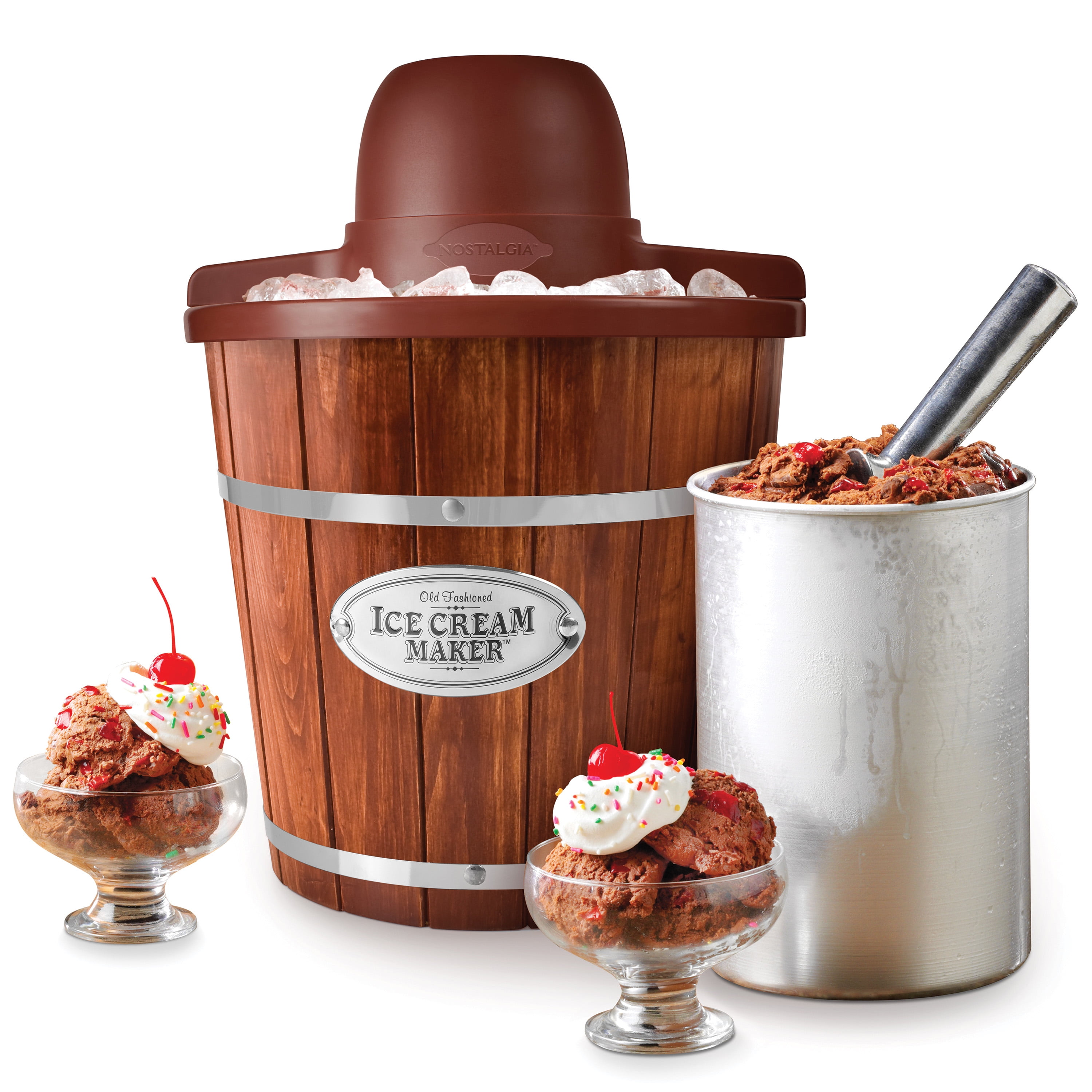4-Quart Details about   Electric Ice Cream Maker ICMW4NHDB Wood Bucket Frozen Yogurt Mixer 