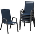thumbnail image 1 of Patio Furniture Patio Chairs Set of 6, Outdoor Stackable Dining Chairs with Textilene Fabric, All Weather Deck Stacking Chairs with High Back for Backyard Poolside Garden Balcony, Navy Blue, 1 of 1