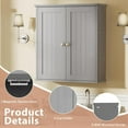 thumbnail image 4 of Walsunny Bathroom Medicine Cabinet Wall Mount with 2 Doors and 2 Shelves, Small Bathroom Cabinet Wooden Storage Cabinet Over Toilet Restroom Laundry Room Kitchen, Grey, 4 of 15