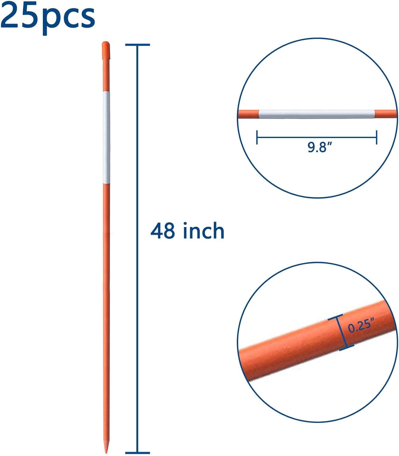 labwork 100 Pack 48" Reflective Driveway Markers Fiberglass Poles Red Plowing Stakes