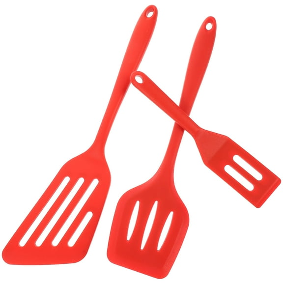 HONMEET Wok Utensils Flipping Red Silicone Heat-resistant 3Pcs Kitchen Utensil