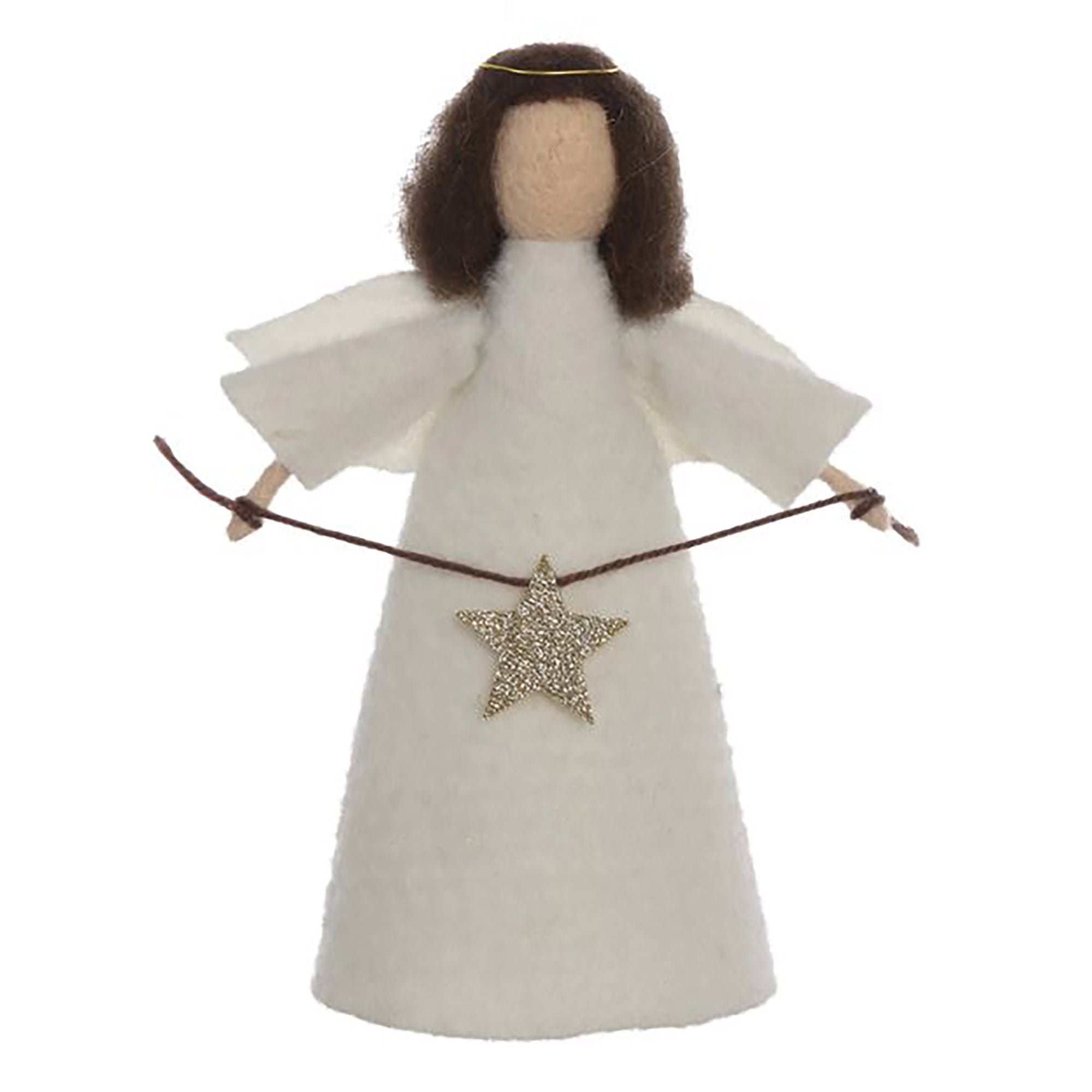 Angel With Star Winter White 10 inch Wool Felt Fabric Christmas Tree