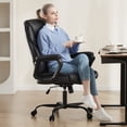 thumbnail image 4 of edx Leather Home Office Desk Chair, Big and Tall Chair with Ergonomic High Back, 300lbs, Black, 4 of 7