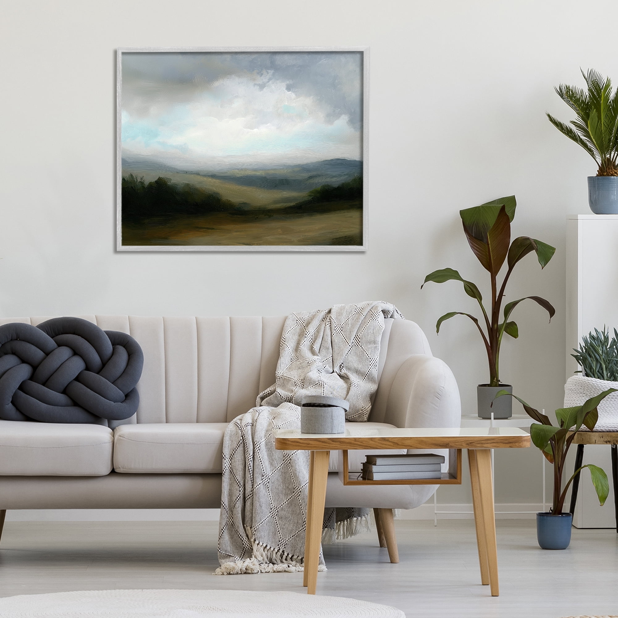 Stupell Industries Refreshed Quiet Rolling Hills Gray Framed Giclee Art, design by Annabelle Hall