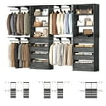 thumbnail image 6 of Homieasy Adjustable Closet Organizer System with 8 Wooden Drawers & 4 Hanging Rods & Adjustable Shelves, Heavy-Duty Wardrobe Tower sets for Bedroom/Laundry/Entryway Gray Oak, 6 of 7