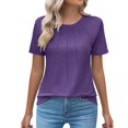 thumbnail image 2 of YEJIMAN Purple Tank Top For Women, Polyester,Spandex Womens Shirts, Women's Casual Crew Neck Short Sleeve Pleated Tops Blouses Fashion Clothes 2024, 2 of 9