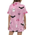 thumbnail image 3 of Halloween Pajama Sets for Women Relaxed Fit 2 Piece Pj Set Comfy Button Down Soft Graphic Nightshirt with Shorts Feather Light Cute Pjs, 3 of 5
