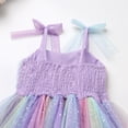 thumbnail image 5 of IBTOM CASTLE Toddler Baby Girls Boho Rainbow Tutu Floral Sequin Sleeveless Backless Ruffle Tulle Dress Princess Birthday Party Sundress 5-6 Years Purple Rainbow, 5 of 8