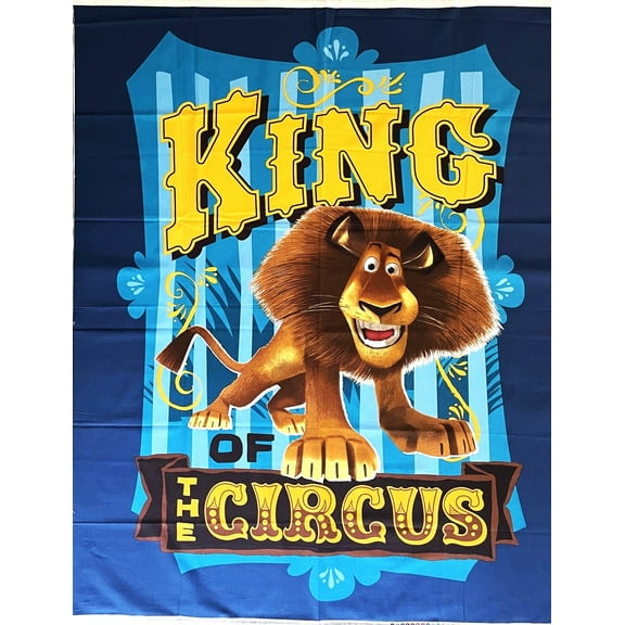 1 Panel - Madagascar Alex the Lion King of the Circus Cotton Fabric Panel (Great for Quilting, Sewing, Craft Projects, Wall Hangings, and More) 35" X 44"