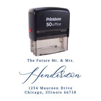 Printtoo Personalized Blue Self Inking Address Favor Stamp Custom Future Mr Mrs Rubber Stamper-68 x 30 mm