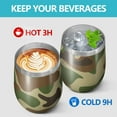 thumbnail image 4 of Camouflage 12oz Stainless Steel Insulated Wine Tumbler with Lid and Straw – Double Wall Vacuum Mug for Hot & Cold Drinks, 304 Steel Interior, Sweat-Free Design, 4 of 5