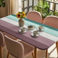 thumbnail image 3 of Purple Green Wood Grain Table Cloths for 3 Foot Rectangle Tables, Rustic Retro Wooden Plank Patio Waterproof Elastic Fitted Tablecloths, Washable Rectangular Table Cover for Camping, 3 of 8