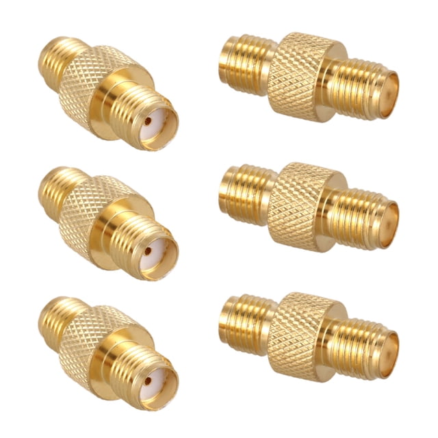 6X Adaptador de Barril Hembra Una Hembra SMA Conector Coaxial RF Recto, Dorado
