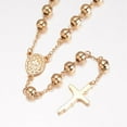 thumbnail image 3 of 10pcs 201 Stainless Steel Necklaces Rosary Bead Necklaces Golden 25.2 inch(64cm), 3 of 3