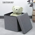 thumbnail image 2 of Ottoman Storage Ottoman Cube 12" L Linen Footrest Footstools Mrmosy Folding Storage Box Gray, 2 of 9
