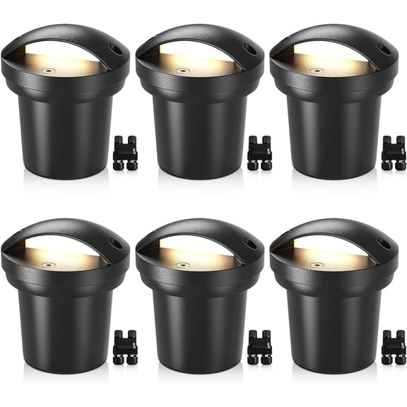 SUNVIE 6 Pack Low Voltage Landscape Lighting 5W Waterproof Well Lights LED in Ground with Wire Connectors Anti-Glare Outdoor Ground Light 3000K