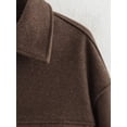 thumbnail image 3 of WRKEKC Winter Coats for Women Notched Lapel Button Front Long Sleeve Wool Blend Mid Length Coat with Pockets, 3 of 8