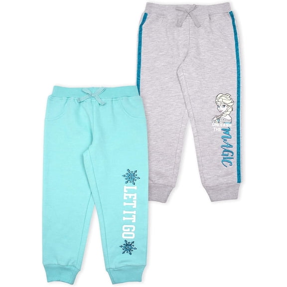 Disney 2-Pack Frozen Joggers Pants, Elsa Joggers for Girls, Kids, and Toddlers