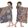 thumbnail image 4 of Multicolor Ethnic Geometric Pattern Hooded Bath Towel，60"x35" for Ages 3 To 12 Kids, Quick Dry Lightweight Soft Microfiber Hood Beach Towel Cover Up for Kids, 4 of 7