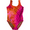 Pink Orange Tie Dye, variant on Cheryl Creations Kids One Piece Basic Bikini Swimsuit (Black Snake, Medium 10/12)
