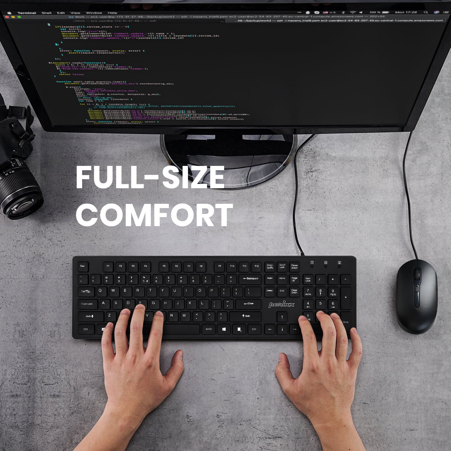 Perixx PERIDUO-117P, Wired Standard PS2 Keyboard and Mouse Combo - Full-size Layout - Bundle with 3 Button Optical PS2 Mouse - 5.9Ft Cable - Black