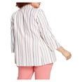 thumbnail image 2 of Bar III Womens Plus Cotton Blend Striped Open-Front Blazer Flax Multi 3X, 2 of 2