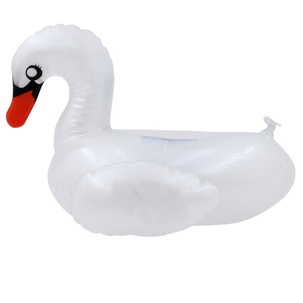Soporte de vaso para bebidas de cisne, decoración portátil de PVC para fiesta en la piscina (cisne blanco)