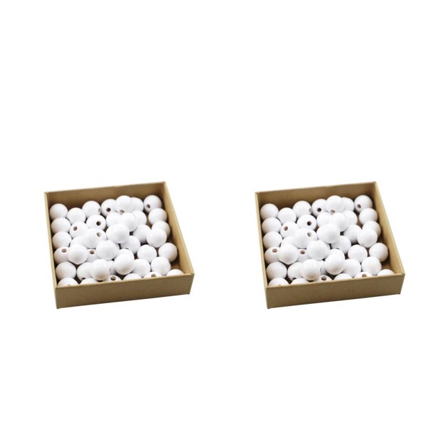 Ounissouiy 100 Pieces Wood Crafts Bead Handmade Sewing Balls Spacer Kid Supply Decorations Scrapbook 30mm Beading Lightweight Loose Blanco 2piezas