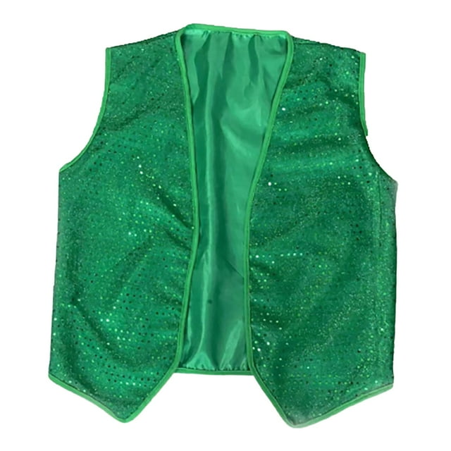 Chaleco del día de San Patricio Chaleco de lentejuelas para baile de graduación, escenario, espectáculo, suministros para fiestas, disfraces SG