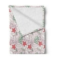 thumbnail image 2 of Starfish Soft Flannel Fleece Throw Blanket, Doodle Style Seashells and Seaweeds Underwater Fauna and Flora, Cozy Plush for Indoor and Outdoor Use, 60" x 80", Dark Coral Pale Pink, by Ambesonne, 2 of 5