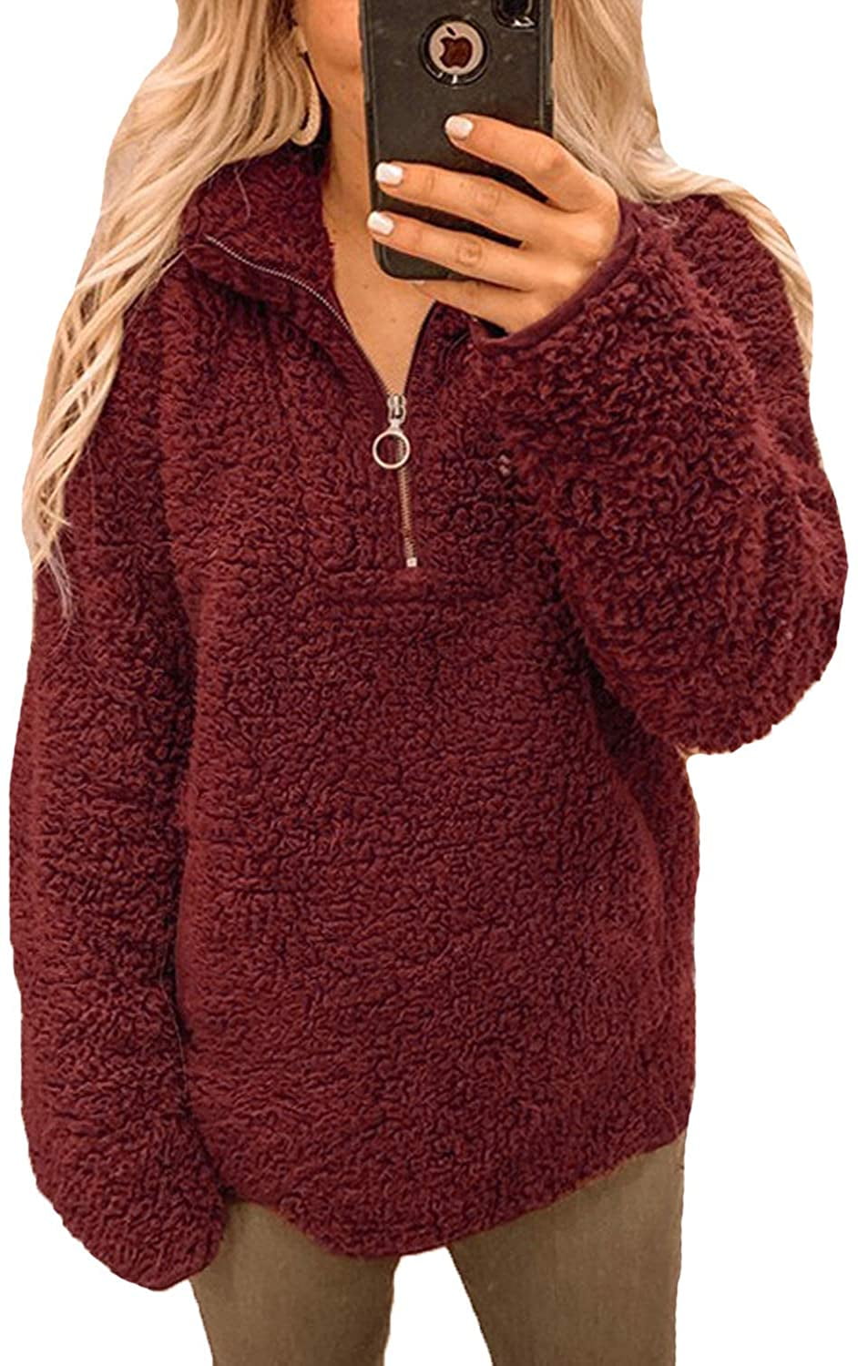 maroon sherpa pullover