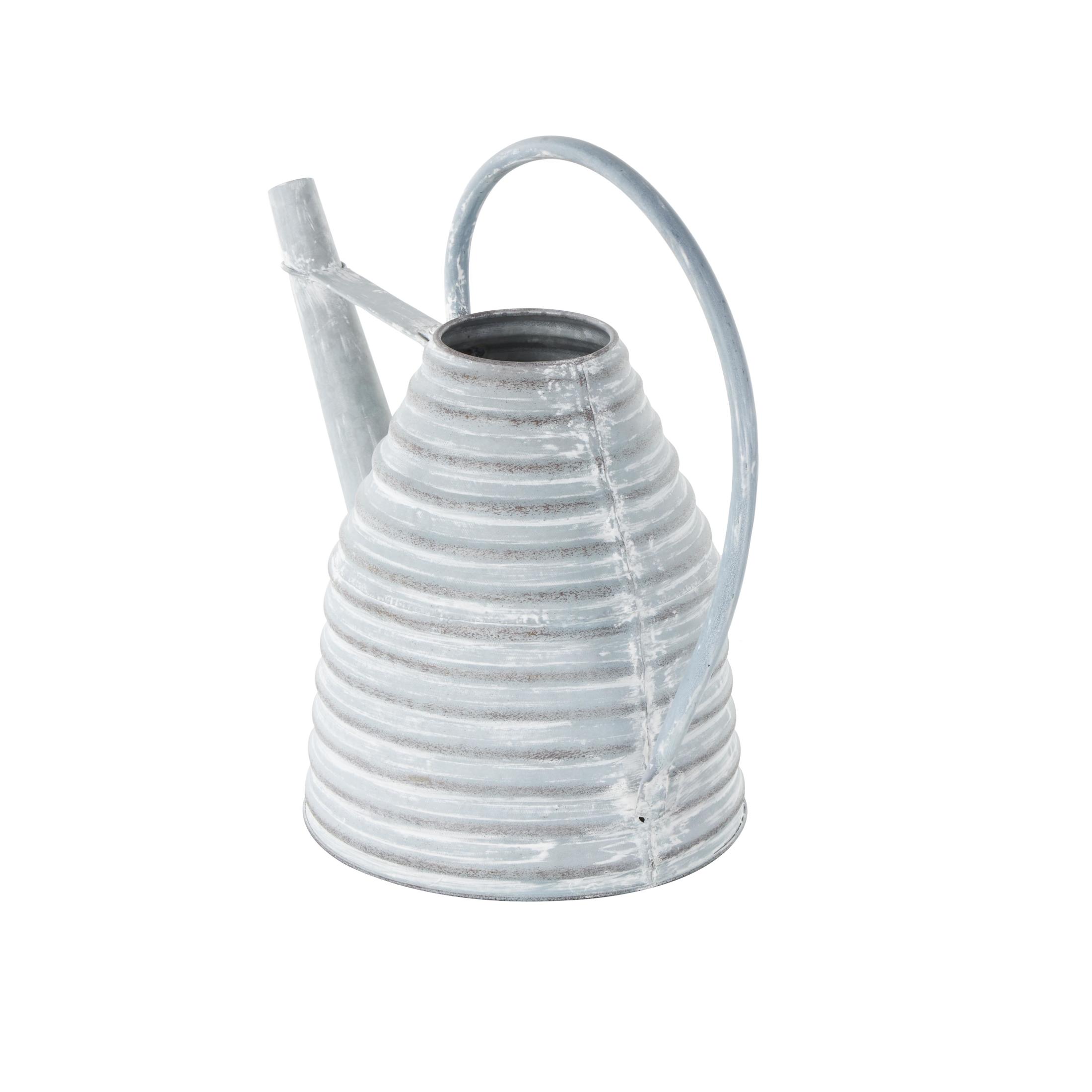 DecMode 14" x 12" Beehive Shaped Watering Can Gray Metal Watering Can Planter with Large Loop Handle