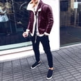 thumbnail image 2 of Chaqueta de cuero para hombre, abrigo cálido con forro de terciopelo para invierno, prendas de vestir con cremallera para hombre, parte superior Pompotops oipoqjl13793, 2 of 4