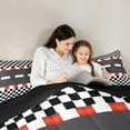 thumbnail image 5 of jejeloiu Racing Track Bedding Comforter Set,Speed Sport Game Twin Comforter Sets,Black White Plaid Bedding Set For Teens,Luxury Bedroom Decor Reversible,2pcs, 5 of 8