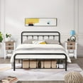 thumbnail image 1 of VECELO 3-Piece Bedroom Set with Full Metal Bed Frame and 2 Oak  Nightstands (Set of 3), 1 of 8