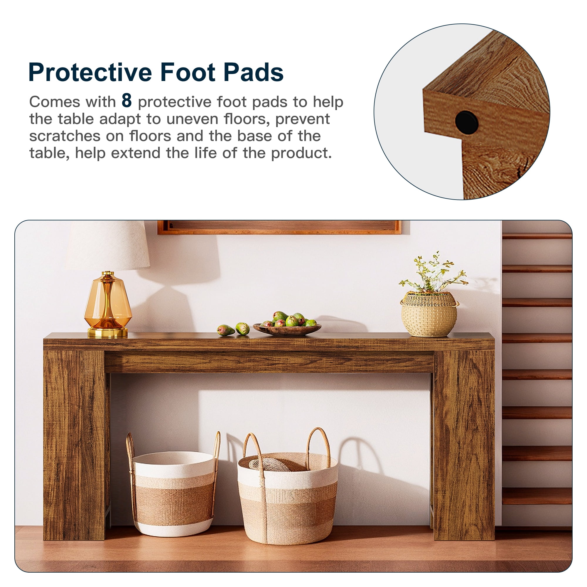 Demi Bonn 70.9" Wood Console Table, Farmhouse Sofa Table Entryway Table with Storage, Foyer Display Table, Rustic Brown