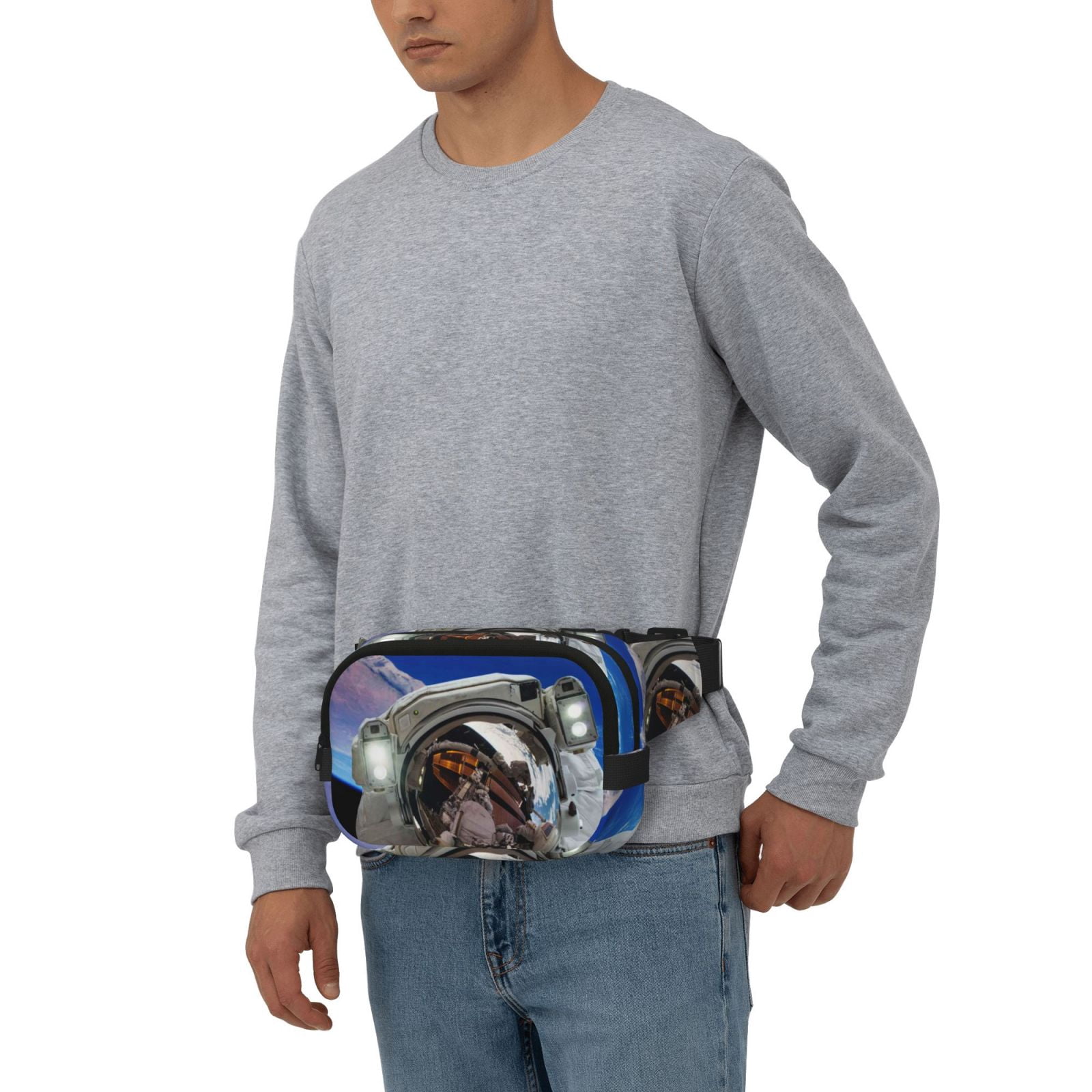 Kuqiui Astronaut in Outer Space Print Fanny Packs for Women Cross Body Waist Bag Fashionable Fanny Pack Designer Workout Hiking Waist Pack Running Travel Gym