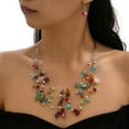 thumbnail image 2 of Tnobhg 1 Set Women Necklace Earrings Set Multi-layered Necklace Stone Decor Bohemian Style Neck Ear Jewelry Hanging Earrings Necklace Set, 2 of 8