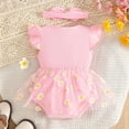thumbnail image 6 of Karoyedx Baby Summer Clothes Girl Baby Girl Clothes Infant Summer Outfits Cute Floral Mesh Ruffle Sleeveless Romper Headband Set Pink Size,0-3 Months, 6 of 6